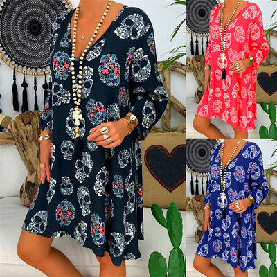 Printed V-neck dress