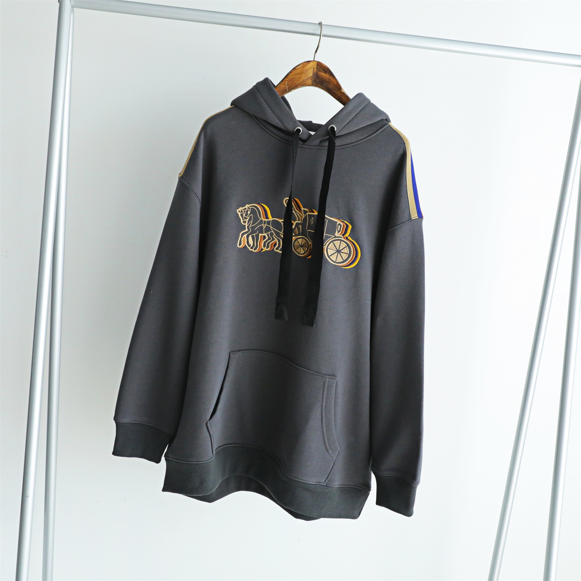 Hooded cartoon embroidery sports casual sweater