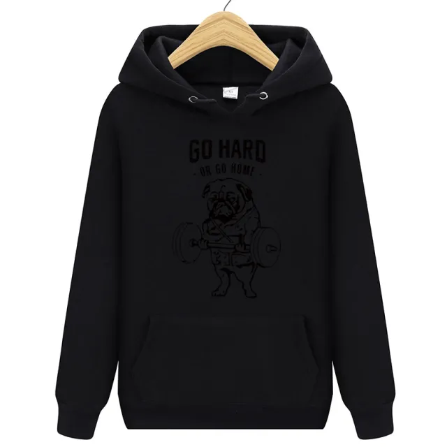 Dog print plus velvet sweatshirt Black - Shop at LoveMi