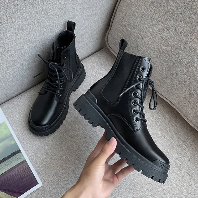British style chimney short boots Black - Shop at LoveMi