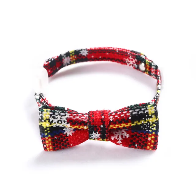 Snowflake Christmas Red Plaid Adjustable Pet Bow Tie 2Style - Shop at LoveMi