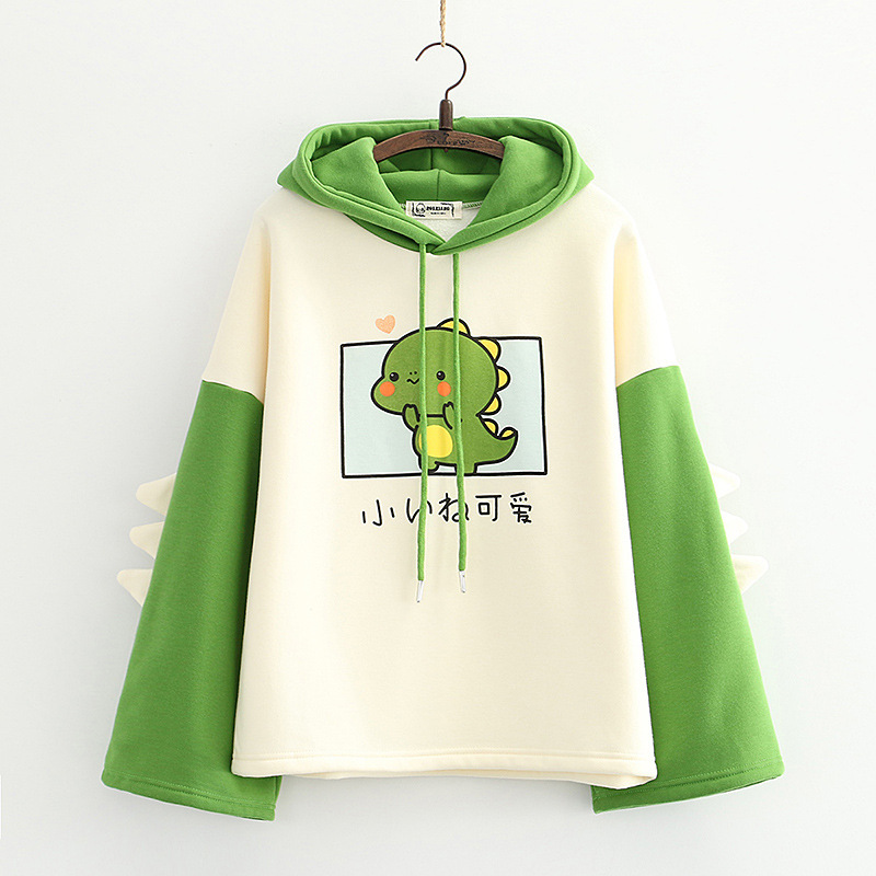 Title 5, Cute dinosaur high school student Plush Hoodie