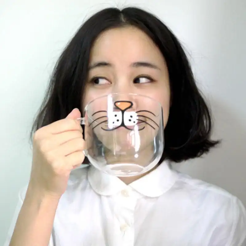 Funny cat beard gift big glass