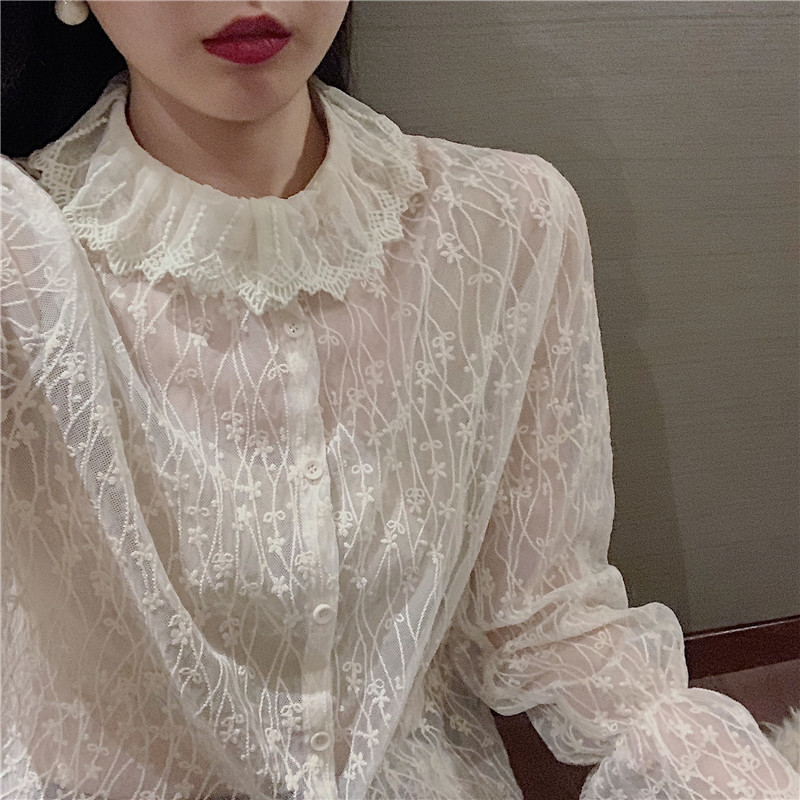 Embroidered lace shirt