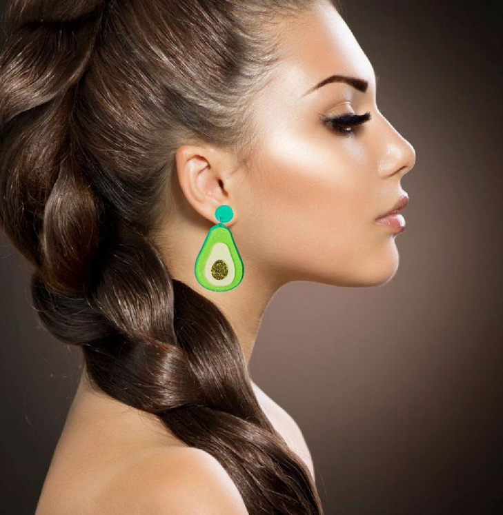 Fashion Green Avocado Drop Earrings Exaggerated Big Fruit Avocado Drop Earrings Cool Punk Jewelry Accessaries Women