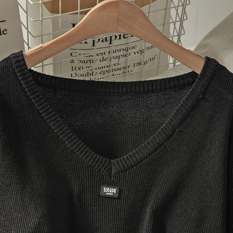 Loose short pullover all-match V-neck sweater
