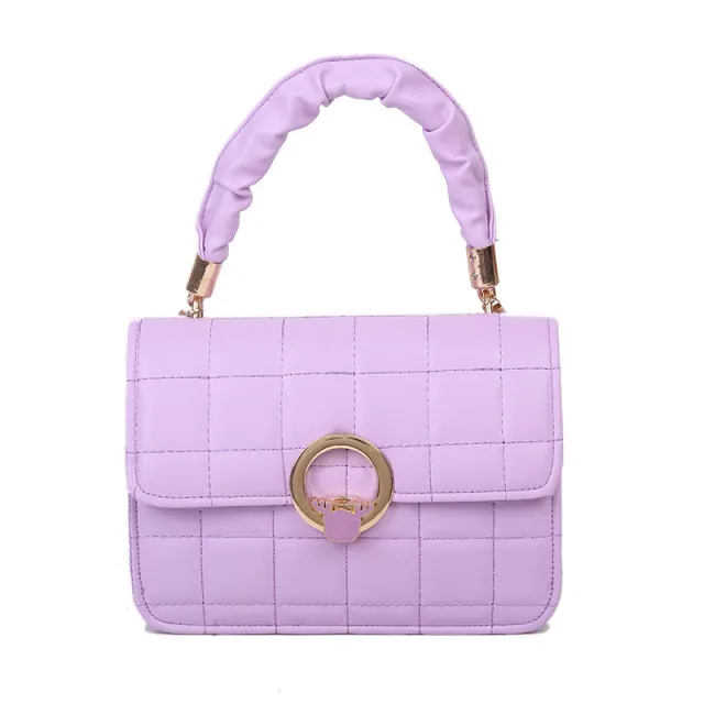 Popular embroidery thread all match messenger chain small square bag Purple - Shop at LoveMi
