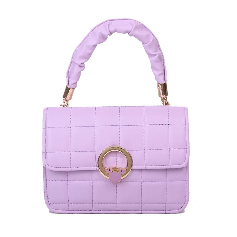 Popular embroidery thread all-match messenger chain small square bag - Purple
