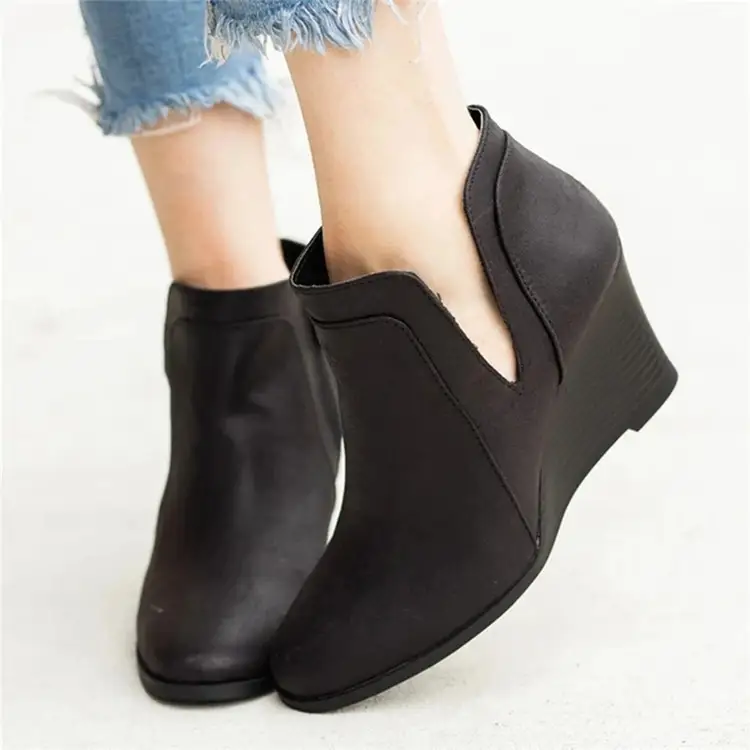 Vintage Roman side zipper ladies single shoes