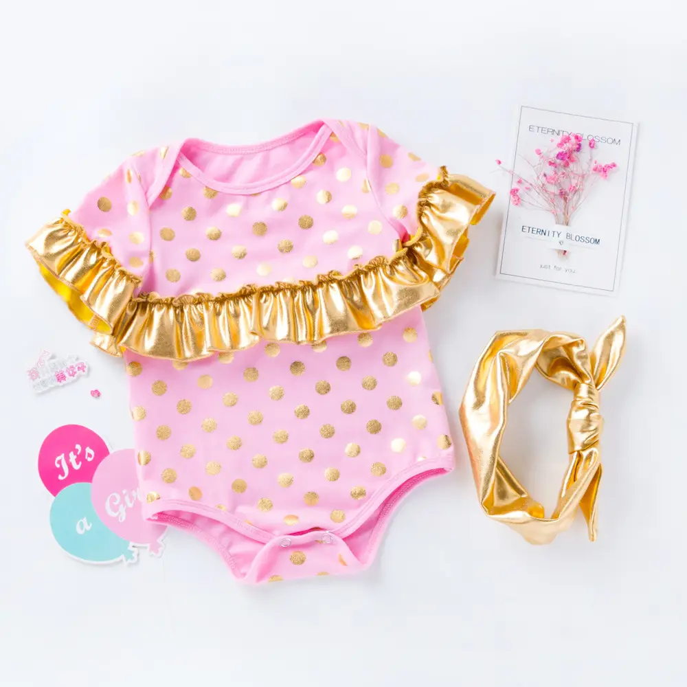 European and American children's wear new golden dot creeper