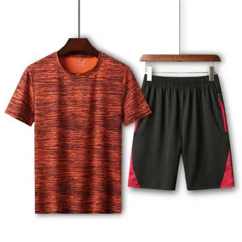 Men Summer Fitness Suit Sport Tshirt Shorts Running Man