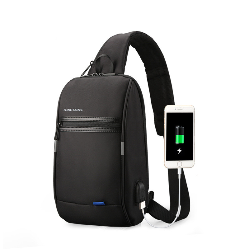 Crossbody chest bag male USB charging chest bag men's small bag