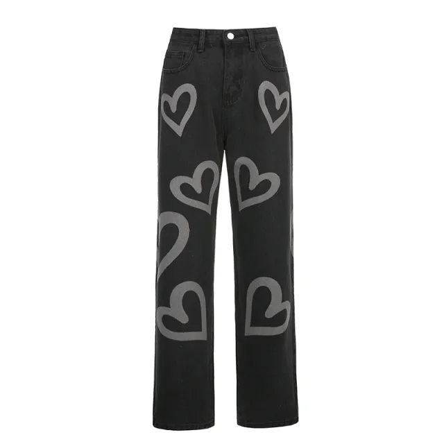 Love graffiti high rise straight leg jeans Black - Shop at LoveMi