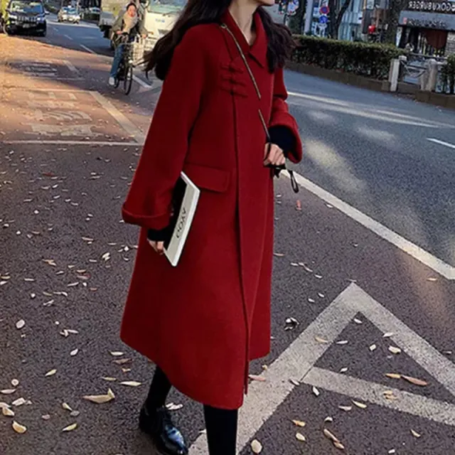 Hepburn loose double face cashmere fur coat Red - Shop at LoveMi