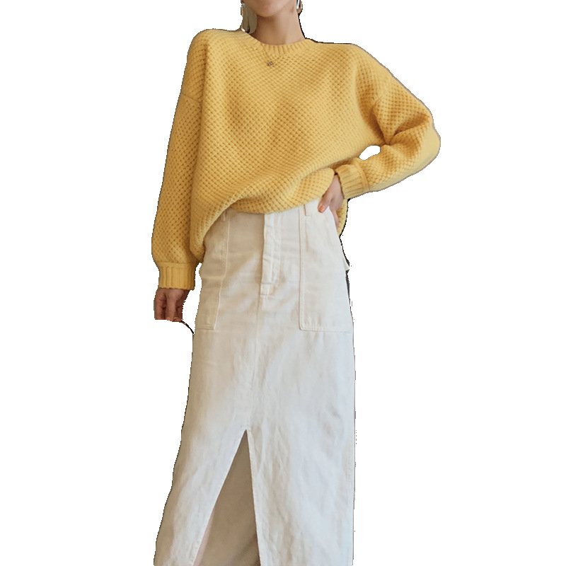 Loose lazy style short cashmere sweater sweater