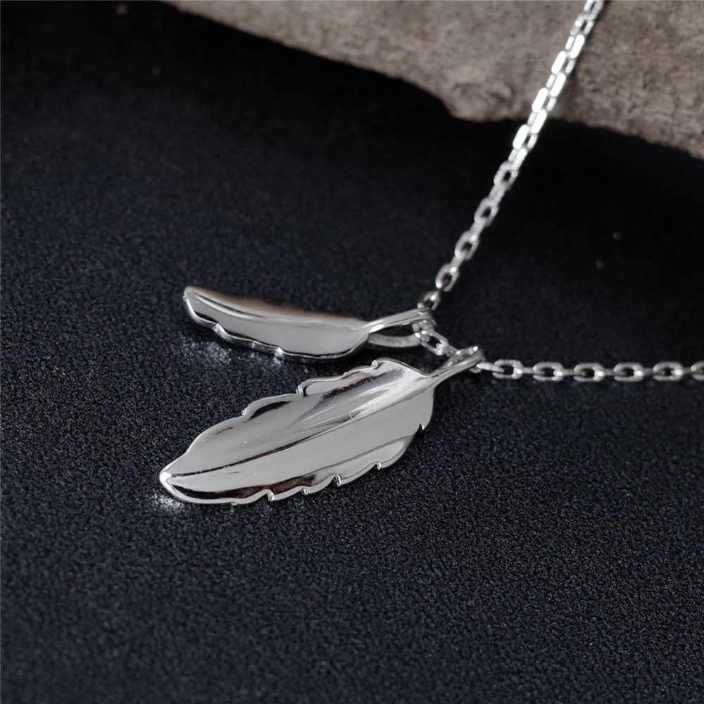 S925 sterling silver female leaf pendant short clavicle chain