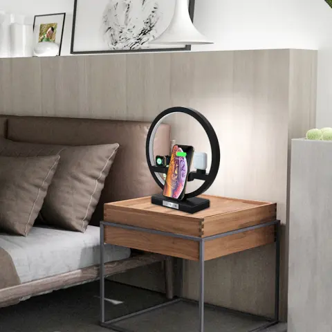 Fast Charging 4 in 1 Bedside Lamp Wireless Charger