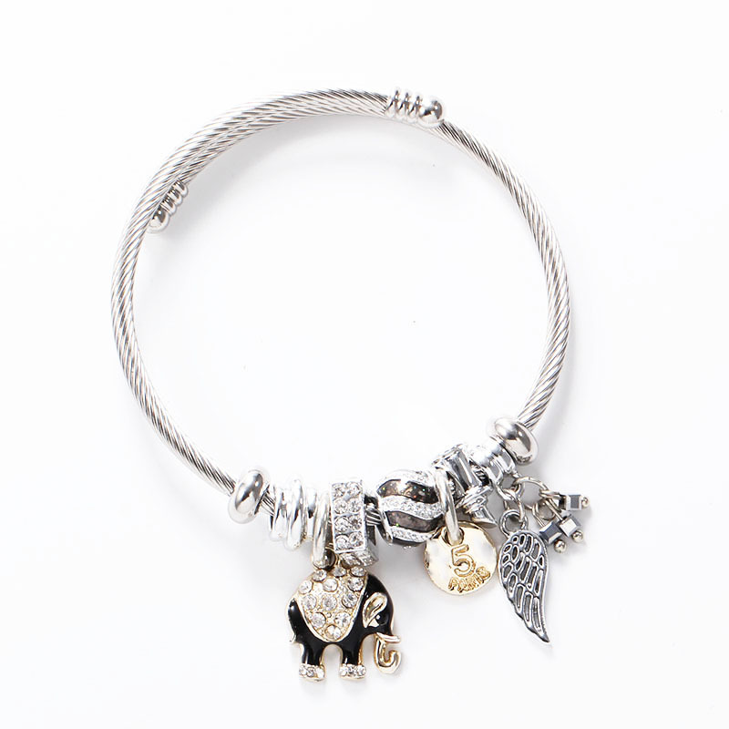 Stainless steel adjustable DIY Thai elephant leaf bracelet