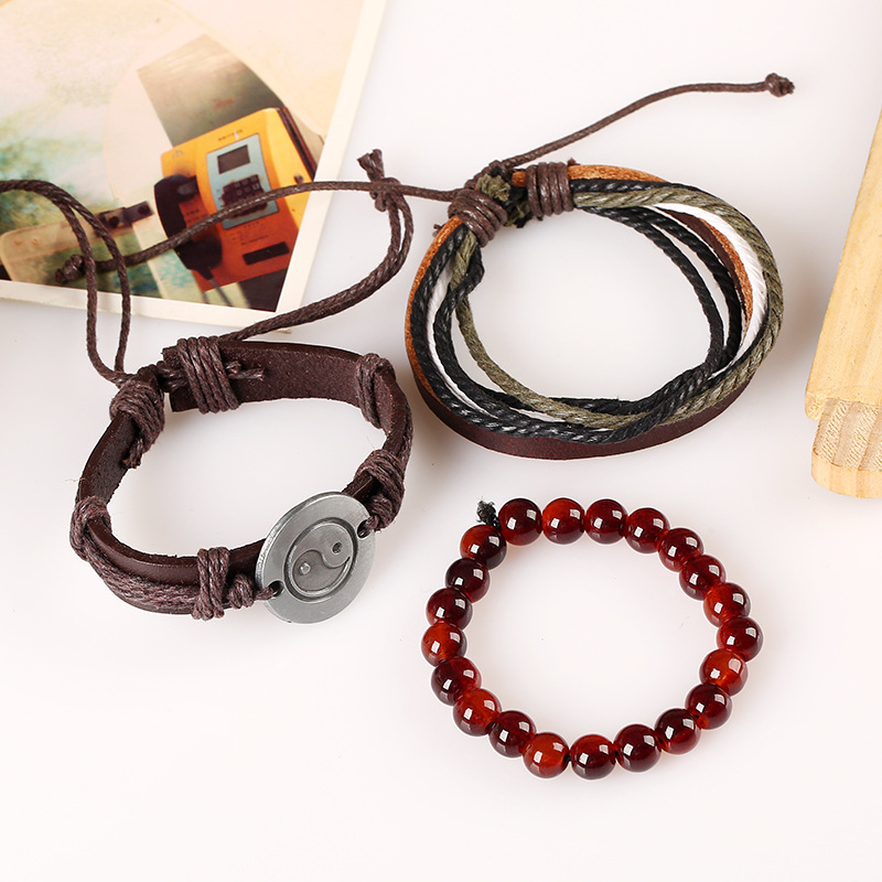 Alloy gossip leather bracelet