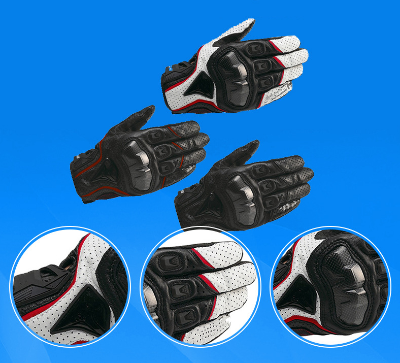 Full leather carbon fiber cycling protective gloves