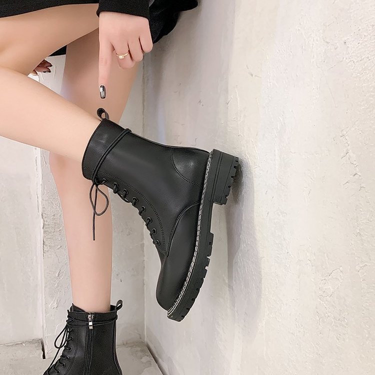 Low-heeled thick heel and fleece short boots