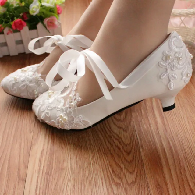 White flat lace wedding bridal shoes White - Shop at LoveMi