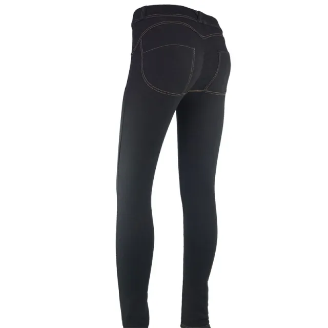 Tight fitting hip lift denim stretch yoga pants Black - Shop at LoveMi