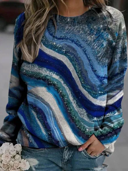 Printed round neck jumper - Picture Color-M