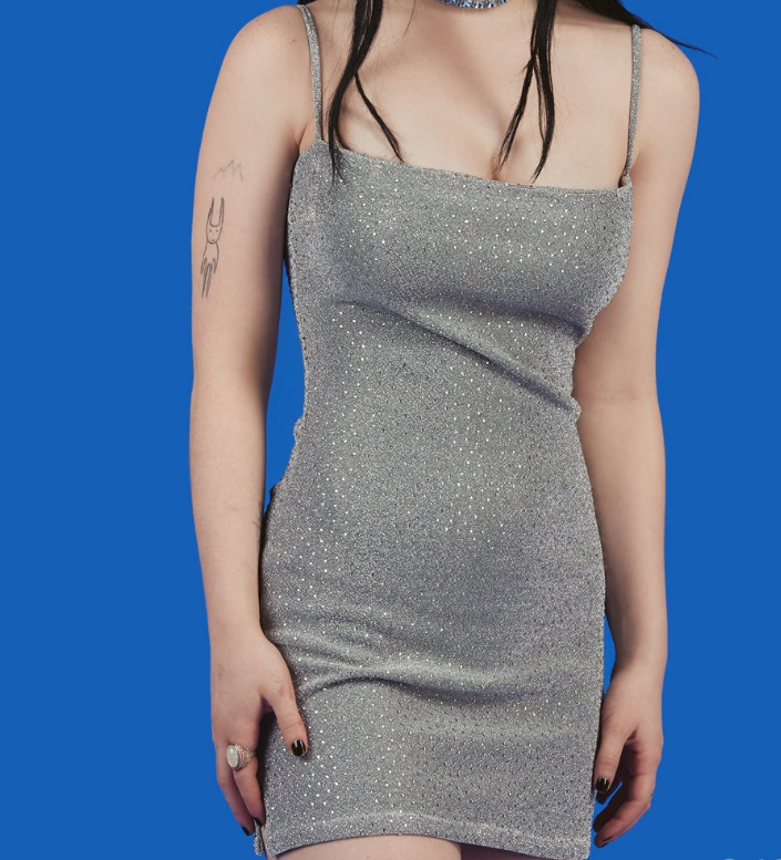 Sexy Slim Silver Shiny Skirt Dress