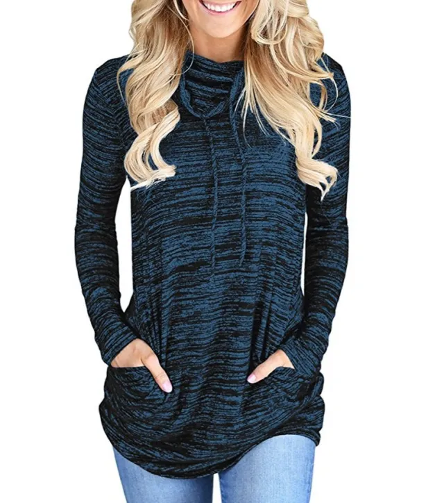 Loose sweatshirt with pockets and pile collar Blue - Shop at LoveMi