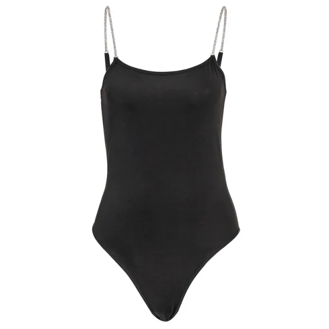 Autumn and winter new diamond chain sling sexy backless one piece Black - Shop at LoveMi
