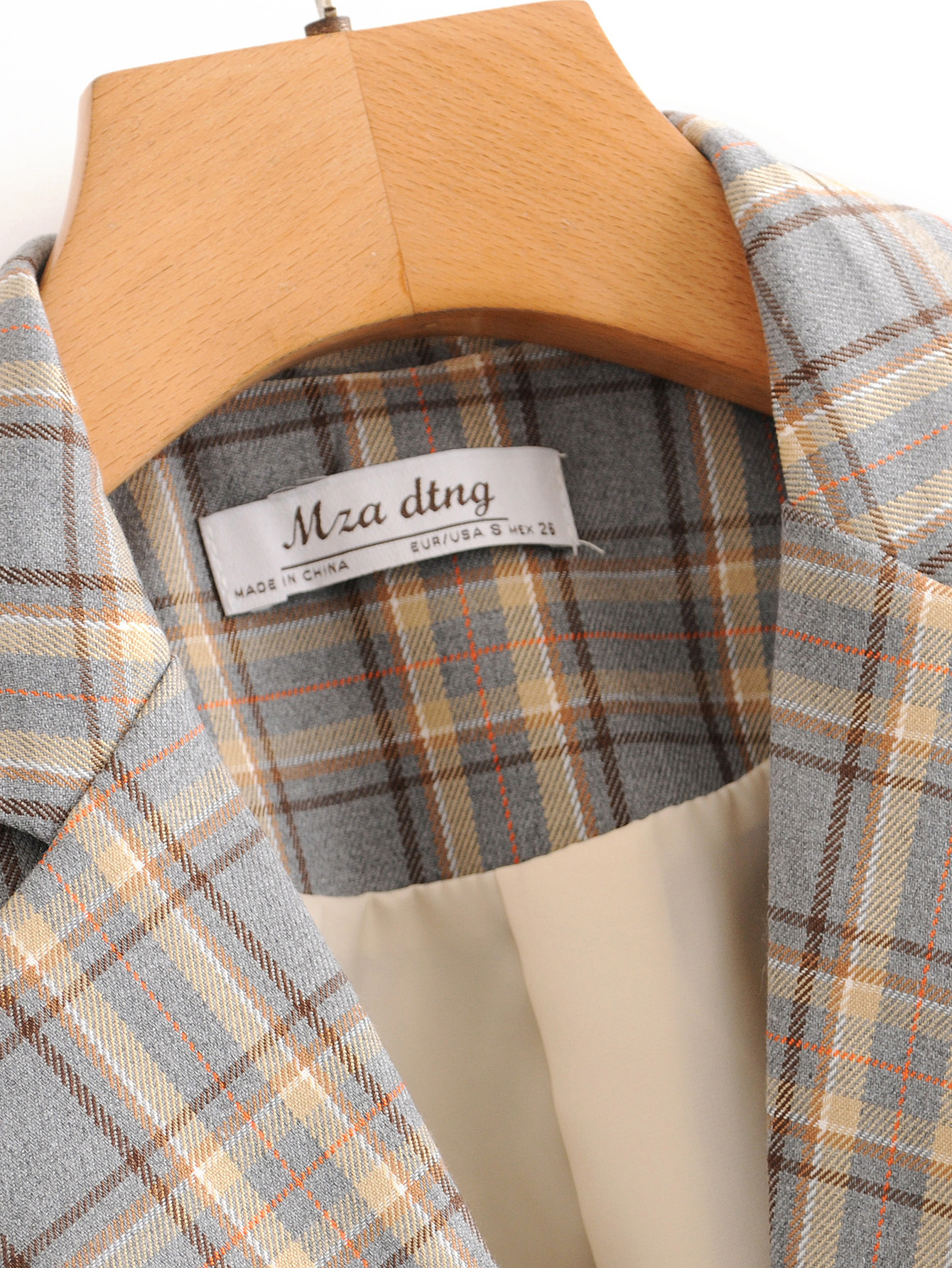 Korean style British style long plaid suit jacket