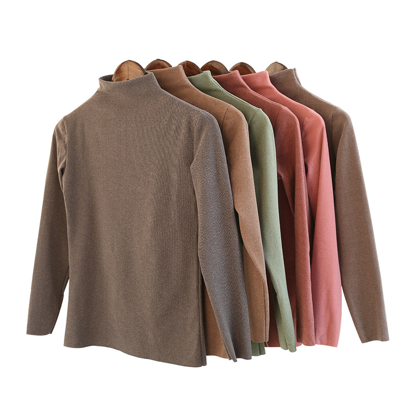 Pure color cationic half high neck bottoming shirt