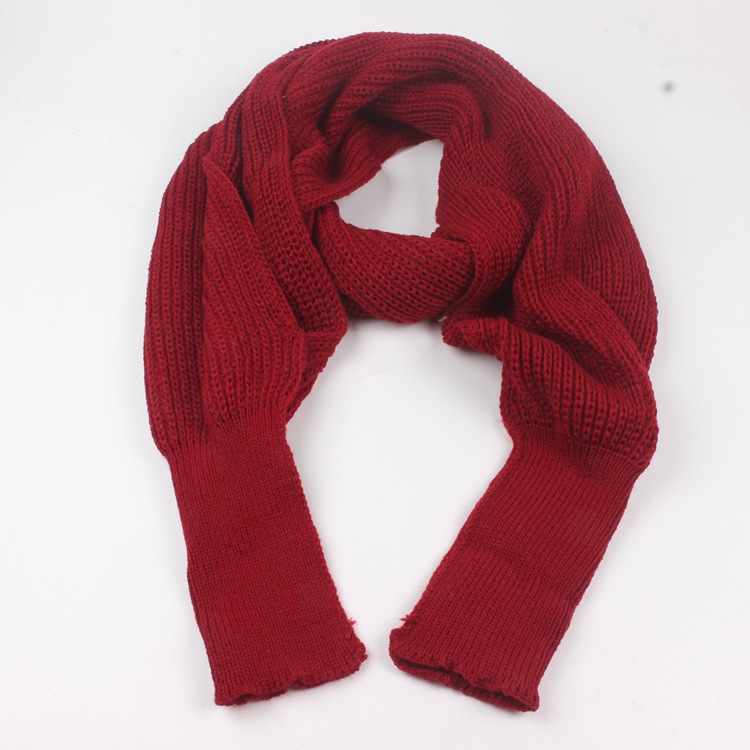 Women's knitted scarf with extended sleeves