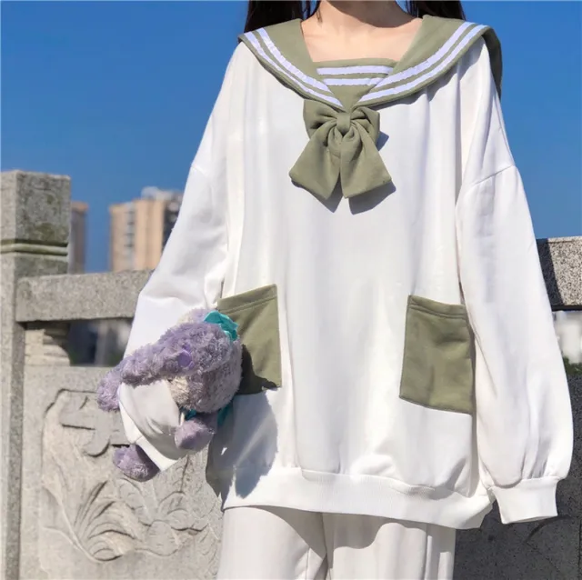 Japanese style wear cute rabbit ear sweater women White - Shop at LoveMi
