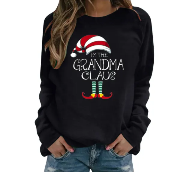 Women's Sweatshirt Grandma Claus Women's Hoodie Black - Shop at LoveMi