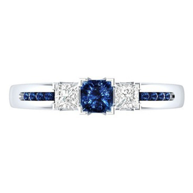 Hot sale blue topaz ring European and American creative engagement banquet hand jewelry