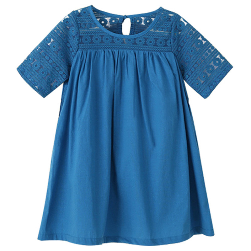 Lace crochet stitching pleated five-point sleeves