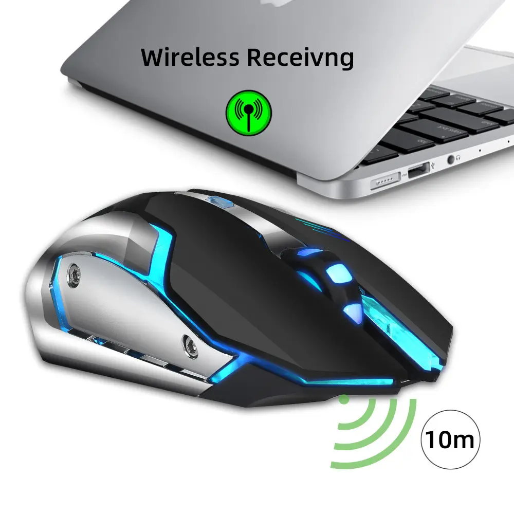 HXSJ new wireless mouse 2.4GPI gaming glowing