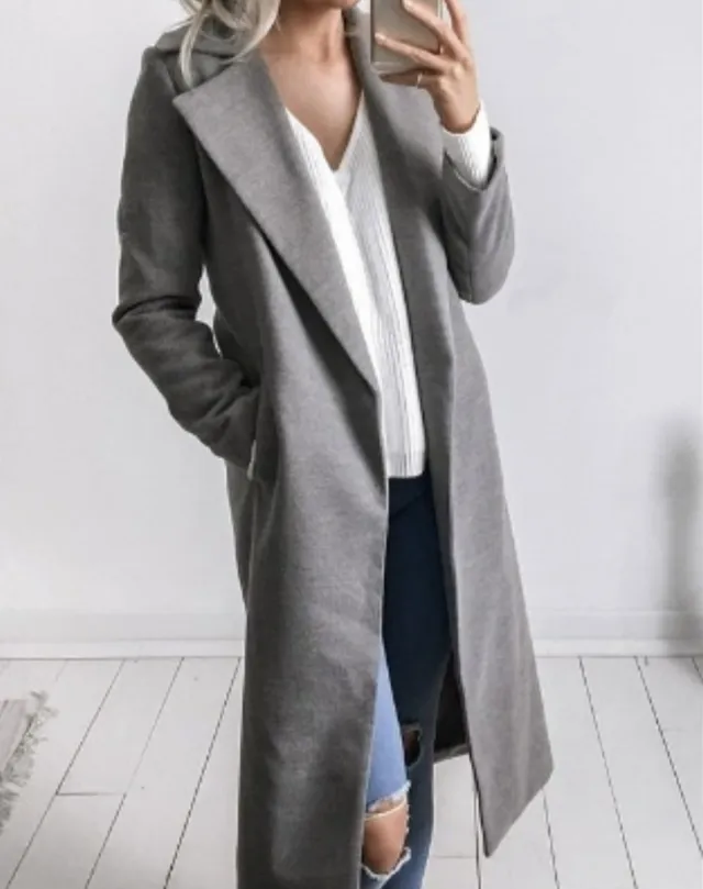 Mid length woolen coat Grey - Shop at LoveMi