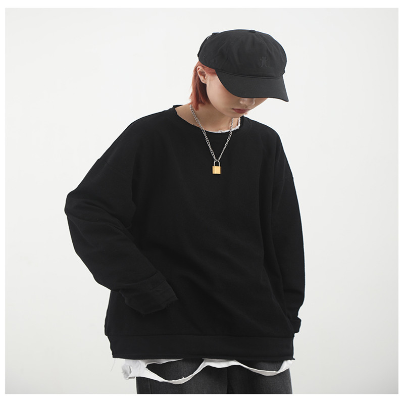 Loose round neck thin white sweater