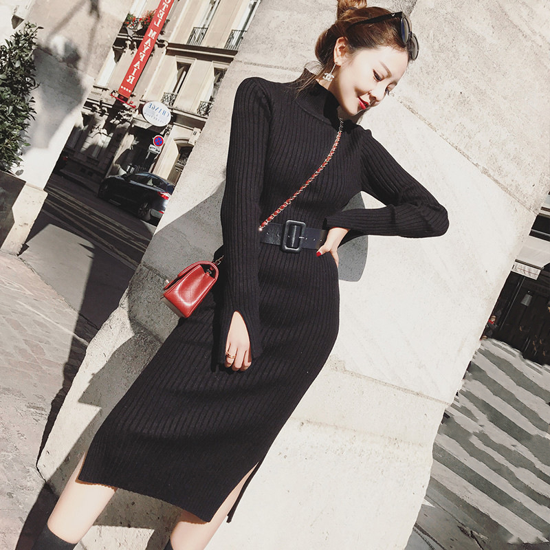 Medium length wool dress