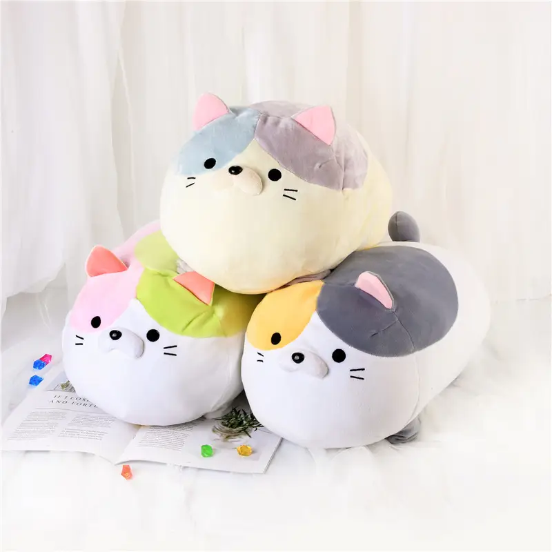 Cute stitching fat cat plush toy