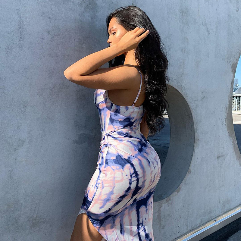 High waist dress with irregular sling