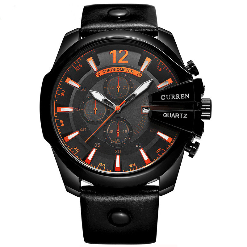Waterproof calendar leather strap quartz watch