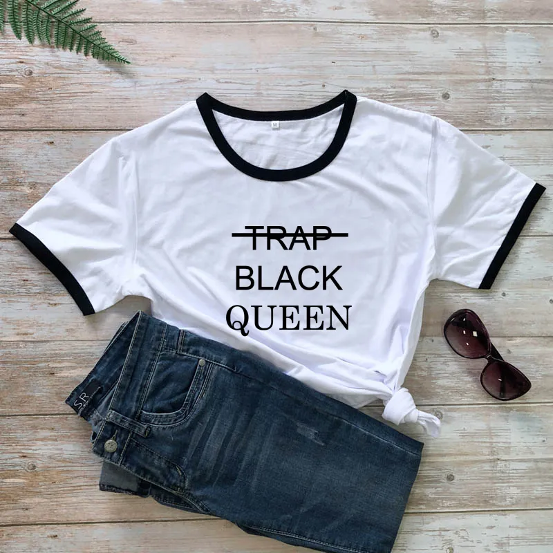 Round neck cotton short sleeves - Black Border