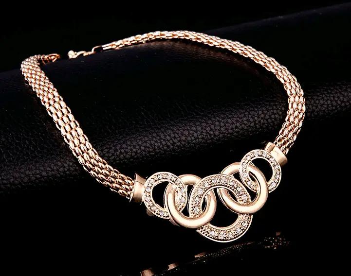 Necklace Earrings Bracelet Ring Jewelry Set European and American Plated 18K Jewelry Four-piece Set