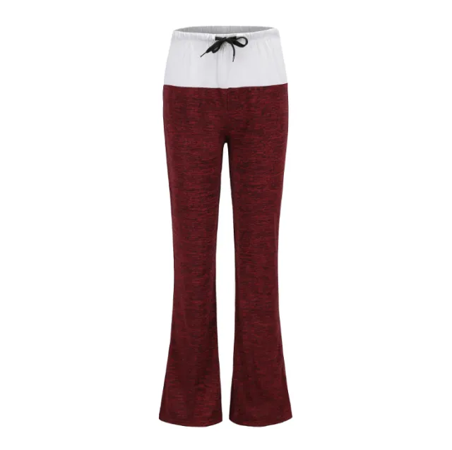 European and American stitching yoga trousers outdoor casual wide leg pants Claret - Shop at LoveMi