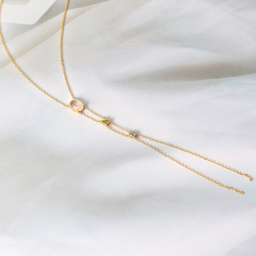 Sterling Silver Natural powder crystal olivine Necklace