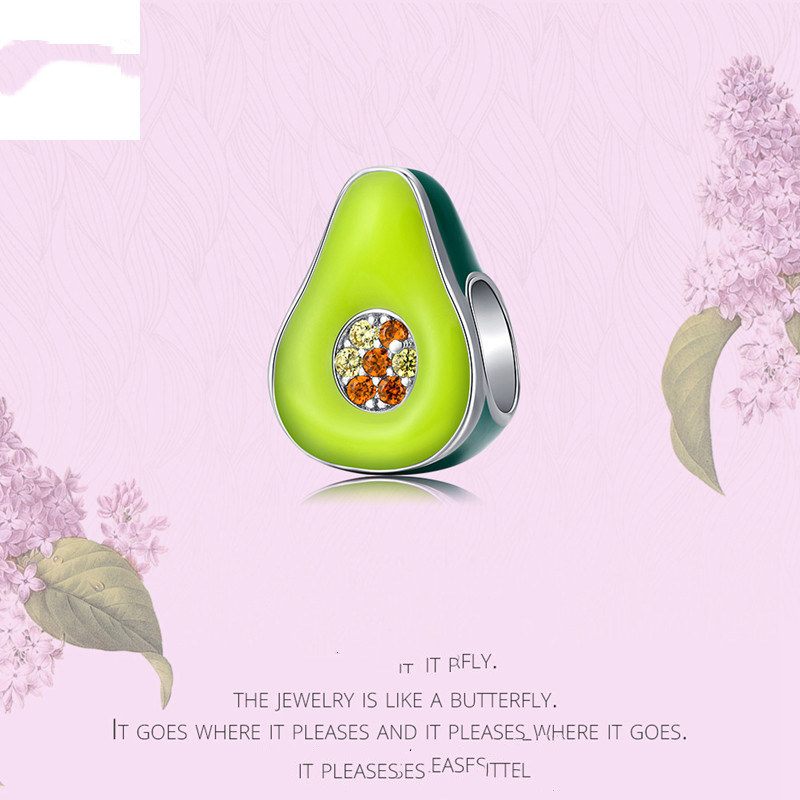 S925 Sterling Silver Avocado Bead Bracelet Fashion Jewelry Pendant Accessories